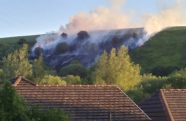 The fire scene close to Old Kiln Lane in Grotton last night