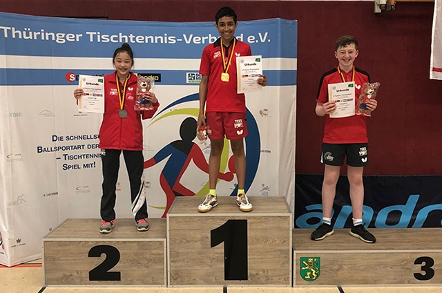 Oldham's Amirul Hussain tops the podium at the Cadet 6 Nations tournament in Germany