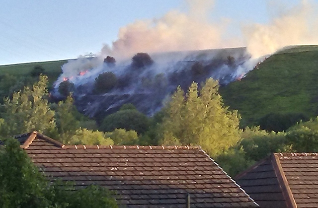An image from a recent moorland fire in Grotton