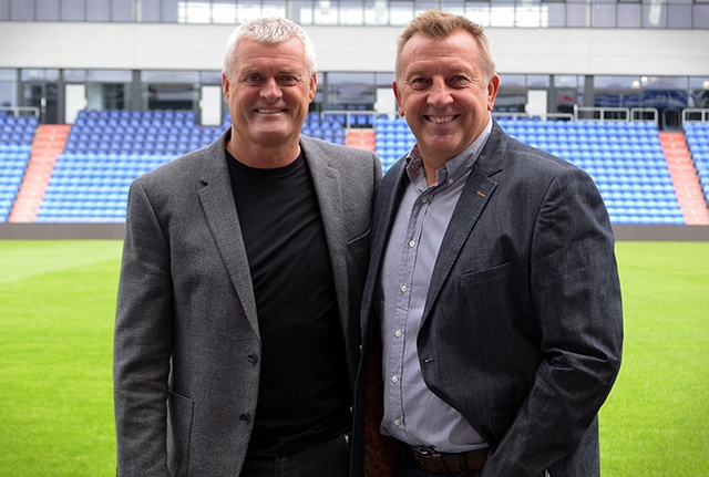 Andy Rhodes and Frankie Bunn pictured at Boundary Park today