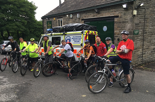 Emmaus Mossley fundraisers after completing a 10k bike ride around Saddleworth