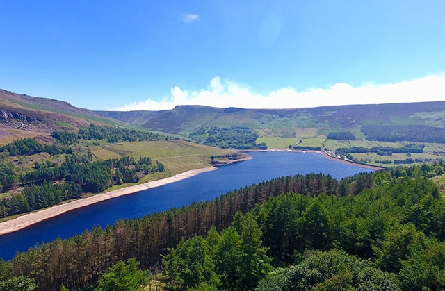 The devastation is clear to see above Dovestone Reservoir
