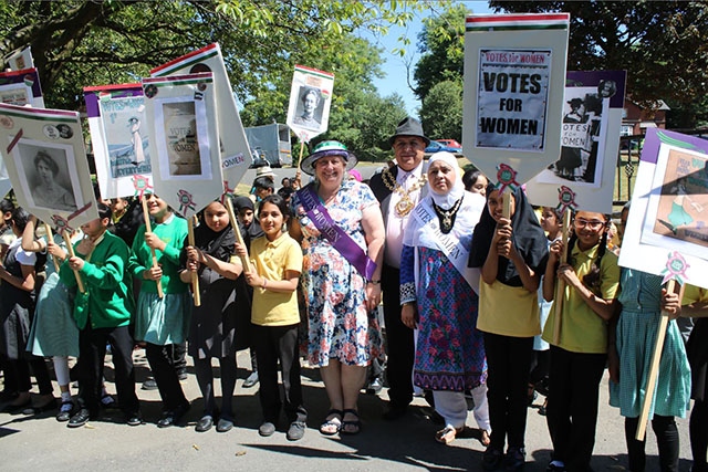 The Mayor of Oldham, Councillor Javid Iqbal, has been celebrating the centenary of the 1918 Representation of the People Act with local children