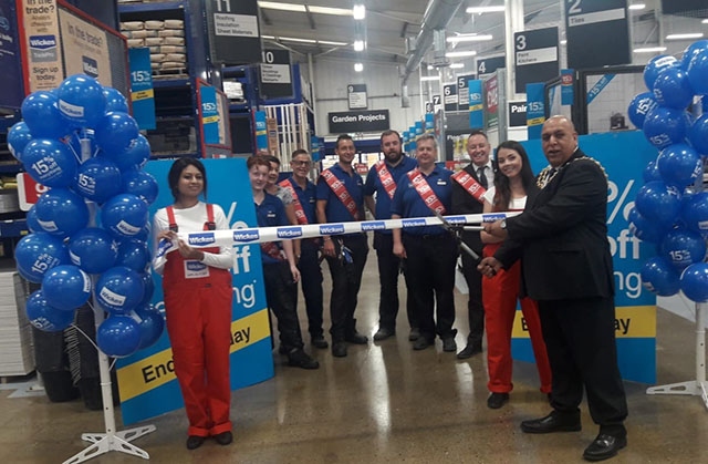 The Mayor of Oldham, Councillor Javid Iqbal, at the refurbished Wickes store