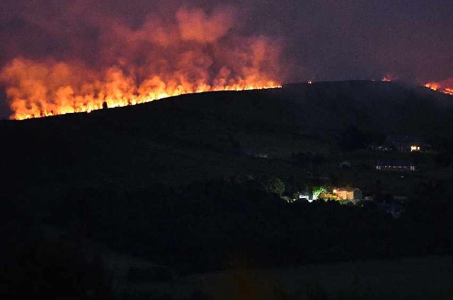 The Saddleworth Moor fires rage soon after taking hold three weeks ago