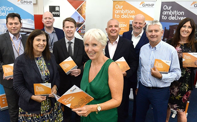 Greater Manchester Housing Provider representatives at the launch of the Ambition to Deliver manifesto. Left to right: Ian Gregg (Riverside Group, Sasha Deepwell (Irwell Valley Homes), Matthew Jones (ForViva Group), Vinny Roche (First Choice Homes Oldham), Helen McHale (Stockport Homes), Lee Sugden (Salix Homes), Matthew Gardiner (Trafford Housing Trust), Robin Lawler (Northwards Housing), Charlie Norman (Mosscare St.Vincents). 