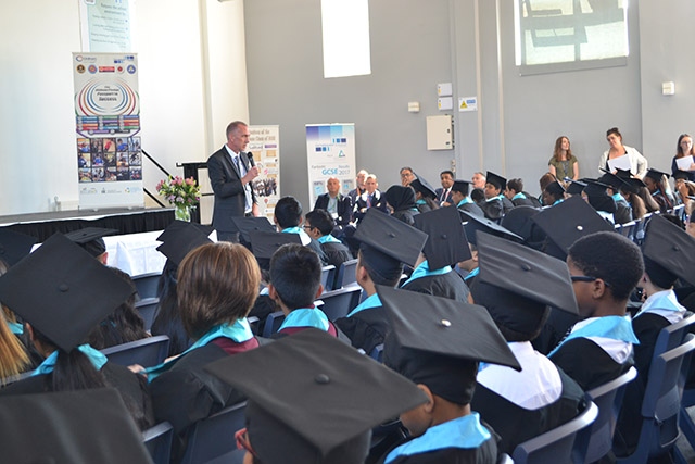 Hathershaw College Prinicipal Dave McEntee speaks to the Year Seven graduates.

Pictures courtesy of Kristian Daniels