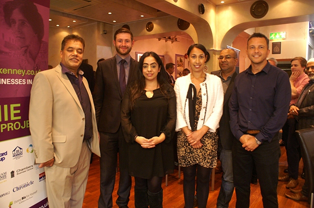 Pictured at the Cafe Lahore fund-raiser are (left to right): Councillor Abdul Malik, MP Jim McMahon, Oldham Council Deputy Leader Arooj Shah, guest speaker Rubbi Bhogal-Wood, Muzahid Khan and Craig Holden, from Ultimate Products