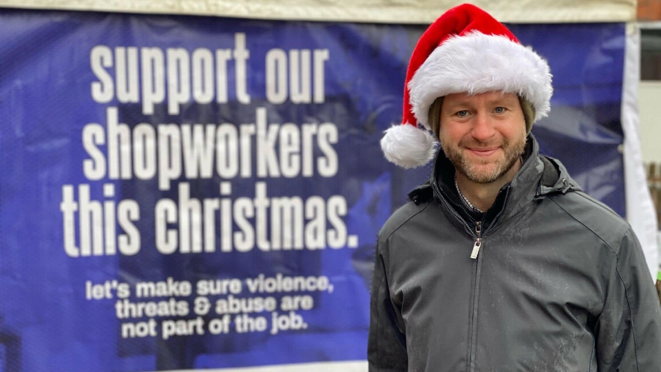 Jim McMahon held his annual Christmas market stall in Oldham town centre
