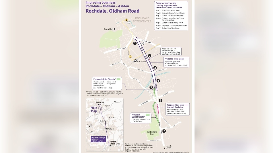 A map of the proposed changes to the the A671 in Rochdale which connects to Oldham town centre. Image courtesy of Transport for Greater Manchester
