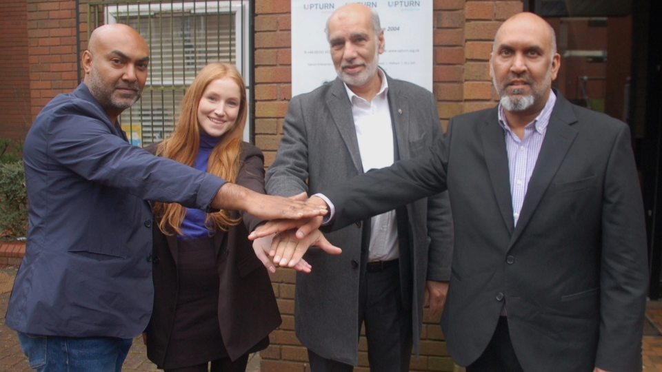Pictured (left to right) are: Anwar Ali OBE, Chantal Adams (SSE), Councillor Fida Hussein and Nahal Mehta (SSE)