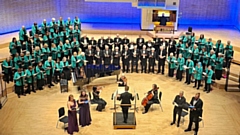 Oldham Choral Society pictured at the Royal Northern College of Music