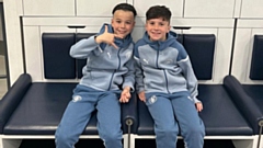 Best friends Noah Greenwood and Jasper Cooney show off their new City tracksuits after signing for the Premier League champions