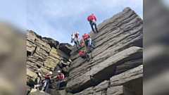 The rescue team were called into serious action during a rope rescue training session at Robs Rocks