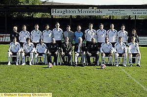 MOSSLEY will be one step away from an FA Cup glamour tie should they win tomorrow. From left to right, back row: Robyn Jones (physio), Paddy Garmory, Kristian Bowden, Lee Blackshaw, Liam Coyne, Jamie Mottershead, Liam Higginbottom, Graham Kay, Nick Boothby, Nick Challinor, Nick Boshell, Jo Forshaw (physio). Front: Gareth Chew, Mitch Bailey,Leon Henry, John Flanagan (assistant manager), Steve Astley (chairman), Bob Murphy (president), Chris Willcock (manager), Mike Fish, Daryl Weston, Simon Wood.