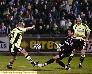 LOAN forward Brett Ormerod fires a shot towards the Bristol Rovers goal.