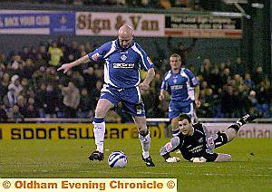 LEE Hughes side-steps Scunthorpe ’keeper Joe Murphy, but his effort was ruled out for offside. 