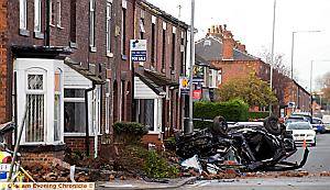 The burnt out wreckage of the Vectra