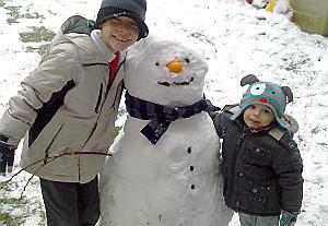 READER'S PICTURE: Connor and Joseph Fletcher and their Royton snowman 