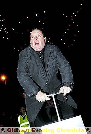 LET there be light . . . John Henshaw pushes the plunger in Delph 
