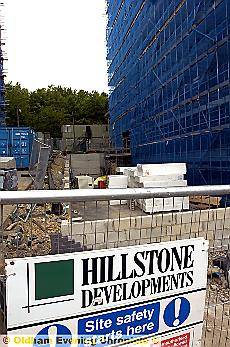 ALL quiet . . . work has stopped at Cardinal Court 