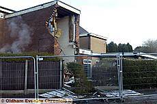 extent of the damage . . . the side of the clubhouse at Crompton and Royton Golf Club 