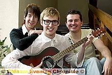 IAN CURRAN (centre), who stepped in at the last minute as Buddy Holly, is pictured with cast members Daniel Winters (left) and Phil Harrison IAN CURRAN (centre), who stepped in at the last minute as Buddy Holly, is pictured with cast members Daniel Winters (left) and Phil Harrison