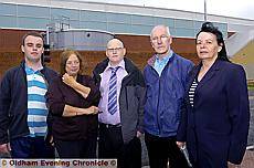 Councillor Ian Barker (centre) with residents (from the left) James Scanlon, Pamela Scanlon, Bernard Angus and Elaine Eden