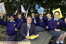 Thorp Primary School celebrates its outstanding Ofsted report. Left to right, Vina Mistry, Ross Whitworth, Peter Royle - head teacher, Sam Matlak, Lauren Birbeck, Jack Hurst, Lauren Hartley. Thorp Primary School celebrates its outstanding Ofsted report. Left to right, Vina Mistry, Ross Whitworth, Peter Royle - head teacher, Sam Matlak, Lauren Birbeck, Jack Hurst, Lauren Hartley.