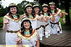 Friends dressing up as Cleopatra to raise money for the Meningitis Research Fund. 