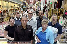 Tommyfield Market traders worried about council strike affecting their businesses. Left to right, Jacqueline Schofield, David Ashworth, Justin Brierley, Philip Armitage, Abid Mahmood, Beverley Buckley, Paul Hepworth. 