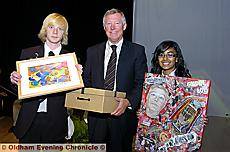 Head Boy Reece Gibson, Sir Alex Ferguson, Yasmin Begum Head Girl. Head Boy Reece Gibson, Sir Alex Ferguson, Yasmin Begum Head Girl.