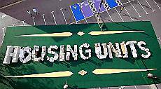 The huge logo, photographed from a crane 60ft high, created for the television advert 