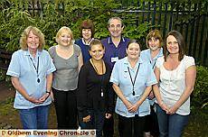 A-team effort . . . the team at the Limecroft Resource Centre, honoured with a Pride In Oldham nomination, (from the left) Sue Derbyshire, Liz Taft (assistant manager), Susan Taylor, Liz Lord, John Barlow, Dina Crocker, Linda Hall and Nicola Kershaw (manager) A-team effort . . . the team at the Limecroft Resource Centre, honoured with a Pride In Oldham nomination, (from the left) Sue Derbyshire, Liz Taft (assistant manager), Susan Taylor, Liz Lord, John Barlow, Dina Crocker, Linda Hall and Nicola Kershaw (manager)