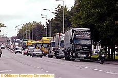 ROAD RAGE . . . The convoy on Broadway, Chadderton ROAD RAGE . . . The convoy on Broadway, Chadderton