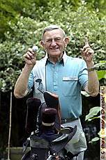 ACE stroke . . . Harry Wrigley scored his first hole-in-one at the age of 80 ACE stroke . . . Harry Wrigley scored his first hole-in-one at the age of 80