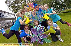 Oldham youngsters perform in front of an award-winning Display at Tatton. Pictured are (rear, l-r) Zack Maher, Samuel Scargill (middle), Chantelle Martin, Courteney Whyman,Emily Wiswell, Manisah Hussain and Abbie Townley, with Abbie Haughton, Ellie Bridges and Natalie Reynolds at the front 