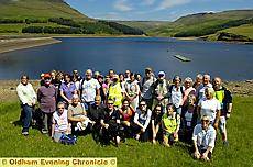 BEST foot forward . . . walkers get ready for their sunshine stroll around Dovestone Reservoir BEST foot forward . . . walkers get ready for their sunshine stroll around Dovestone Reservoir