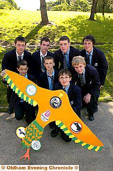 FLYING high . . . showing off one of the kite prototypes are designers (back from left) James Massey, Matthew Winterburn, James Mears, Jonathan Garratt Front, (from left) Ryan Beeley, Joe Harper, William Milnes and Adam Claye FLYING high . . . showing off one of the kite prototypes are designers (back from left) James Massey, Matthew Winterburn, James Mears, Jonathan Garratt Front, (from left) Ryan Beeley, Joe Harper, William Milnes and Adam Claye