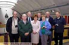IN the swim . . . (from left) Arthur Chorley, James Travis, Councillor Brian Lord, Veronica Jackson, historical society chairman Mark Johnson, Lynda Shaw, Michael Lawson and librarian Steve Corbley 