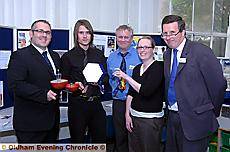 Pictured with some of the designs are teachers, from left, Andy Haughey, Mark Wemyss-Holden, Fred Thompson and Sarah Evans, with Peter Rothwell from OCR. Pictured with some of the designs are teachers, from left, Andy Haughey, Mark Wemyss-Holden, Fred Thompson and Sarah Evans, with Peter Rothwell from OCR.