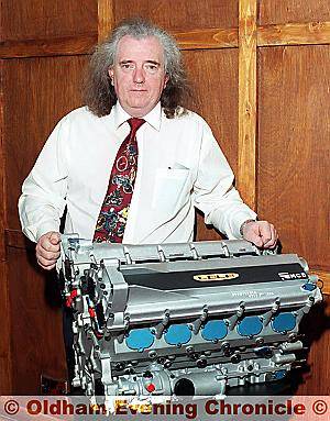 FLASHBACK . . . Al Melling in the 1990s with the Formula 1 engine he developed for the Lola team