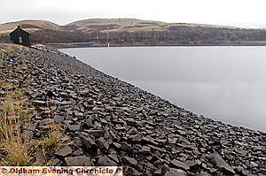 Piethorne Reservoir — very low water level in November 
