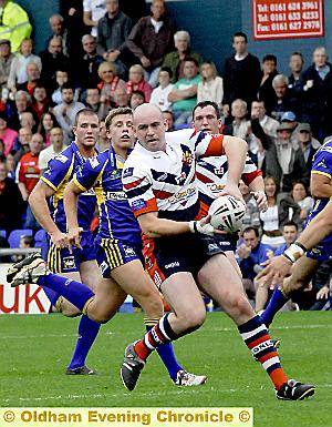 WAITING TO PASS: Neil Roden in action in the recent game against Doncaster at Boundary Park, which Oldham lost 32-20. The Roughyeds will seek revenge for that defeat in this Sunday’s National League Two Grand Final in Warrington WAITING TO PASS: Neil Roden in action in the recent game against Doncaster at Boundary Park, which Oldham lost 32-20. The Roughyeds will seek revenge for that defeat in this Sunday’s National League Two Grand Final in Warrington