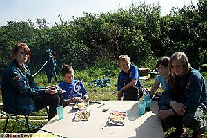 THE 79th Oldham scout troop tuck in (from the left): Emily Duthie, Matt Lawton, Alex Newell, Aimee Mahoney and Frances Taylor THE 79th Oldham scout troop tuck in (from the left): Emily Duthie, Matt Lawton, Alex Newell, Aimee Mahoney and Frances Taylor