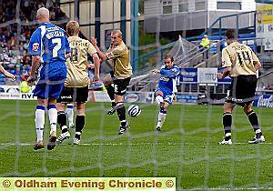 ANDY LIDDELL fires home Athletic’s equaliser. Pictures by: TOM PICKLES. 

