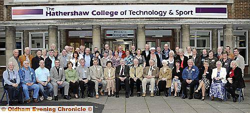 Class of '59 reunion at Hathershaw Technical College, teachers and pupils . Class of '59 reunion at Hathershaw Technical College, teachers and pupils .