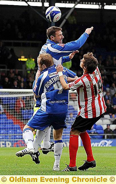 Sean Gregan wins this aerial battle. 