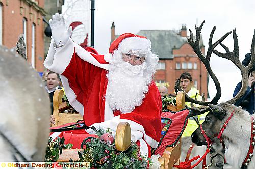 Santa arrives in Oldham town centre. Santa arrives in Oldham town centre.