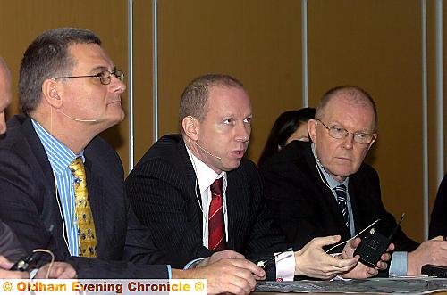 All ears . . . from left director Ian Hill, owner Simon Corney and chief executive Alan Hardy 